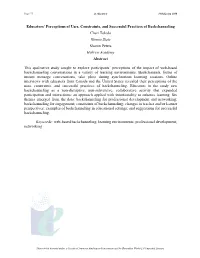 Educators' Perceptions of Uses, Constraints, and Successful
