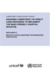 Ensuring Competency of Direct Care Providers to Implement the Baby-Friendly Hospital Initiative