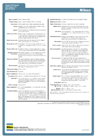 Format SLR Camera F3 / Specifications