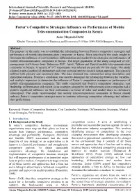 Porter's Competitive Strategies Influence on Performance of Mobile