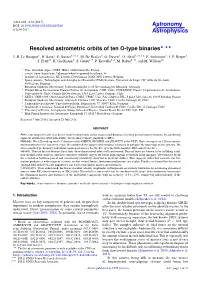 Resolved Astrometric Orbits of Ten O-Type Binaries?,?? J.-B