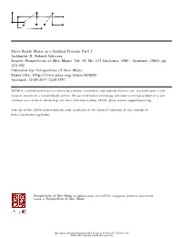 Steve Reich: Music As a Gradual Process: Part I Author(S): K