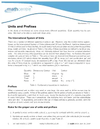 Units and Prefixes