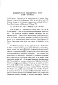 BACKGROUND to the SRI VIJAYA STORY PART V (Conclusion)