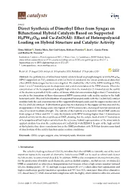 Direct Synthesis of Dimethyl Ether from Syngas on Bifunctional Hybrid