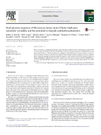 Draft Genome Sequence of Micrococcus Luteus Strain O'kane Implicates Metabolic Versatility and the Potential to Degrade Polyhydroxybutyrates
