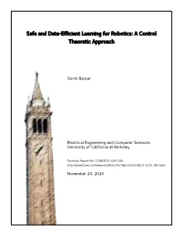 Safe and Data-Efficient Learning for Robotics: a Control Theoretic Approach