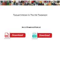 Textual Criticism in the Old Testament