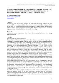 Animal Breeding from Infinitesimal Model to Mas: the Case of a Backcross Design in Dairy Sheep (Sarda X Lacaune) and Its Possible Impact on Selection