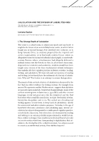 CALCULATION and the DIVISION of LABOR, 1750-1950 Lorraine