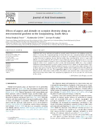 Effects of Aspect and Altitude on Scorpion Diversity Along an Environmental Gradient in the Soutpansberg, South Africa