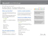 Finding Recent Media Mentions