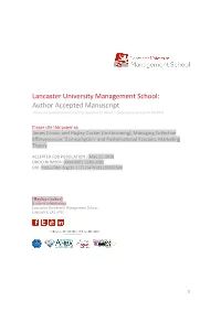 Lancaster University Management School: Author Accepted Manuscript This Is an ‘Accepted Manuscript’ As Required by HEFCE’S Open Access Policy for REF2021