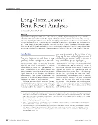 Long-Term Leases: Rent Reset Analysis