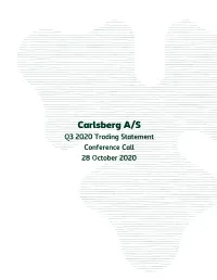 Carlsberg A/S Q3 2020 Trading Statement Conference Call