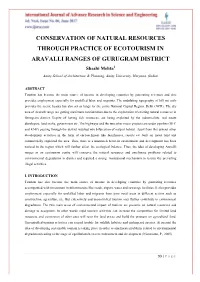 Conservation of Natural Resources Through