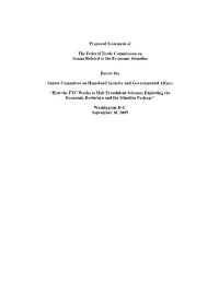 How the FTC Works to Halt Fraudulent Schemes Exploiting the Economic Downturn and the Stimulus Package”