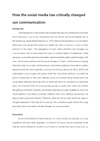 How the Social Media Has Critically Changed Our Communication