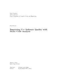 Improving C++ Software Quality with Static Code Analysis