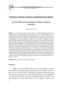 Internal Conflicts and Forced Migration in Nigeria: a Historical Perspective
