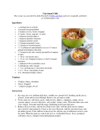 Cincinnati Chili This Recipe Was Provided by Sally Roeckell of Table and Dish and Were Originally Published at 365Barrington.Com