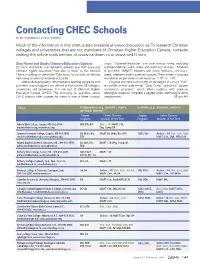 Contacting CHEC Schools by Bill Fledderus and Al Hiebert Much of the Information in This Chart Is Also Available At