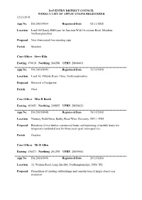 Daventry District Council Weekly List of Applications Registered 12/11/2018