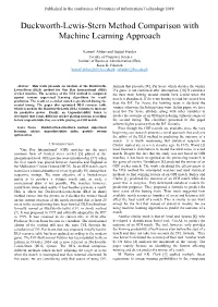 Duckworth-Lewis-Stern Method Comparison with Machine Learning Approach