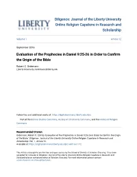 Evaluation of the Prophecies in Daniel 9:25-26 in Order to Confirm the Origin of the Bible