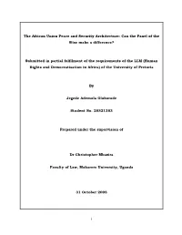 I the African Union Peace and Security Architecture