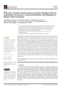 Polycyclic Aromatic Hydrocarbons in Foods: Biological Effects, Legislation, Occurrence, Analytical Methods, and Strategies to Reduce Their Formation