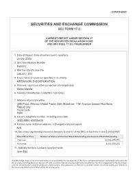 Securities and Exchange Commission Sec Form 17-C