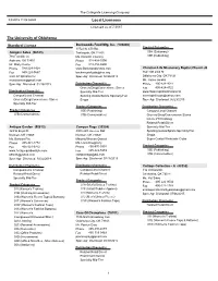 The University of Oklahoma Local Licensees