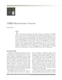 TIMED Mission Science Overview