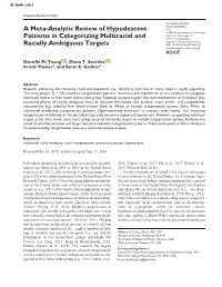A Meta-Analytic Review of Hypodescent Patterns In