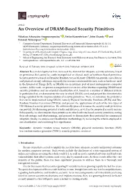 An Overview of DRAM-Based Security Primitives