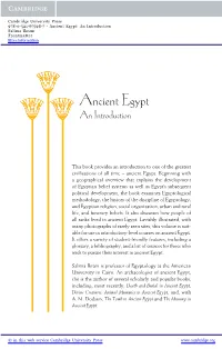 Ancient Egypt: an Introduction Salima Ikram Frontmatter More Information