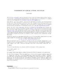 COMPARISON of MATLAB, OCTAVE, and PYLAB Matlab (Www