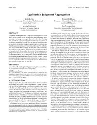 Egalitarian Judgment Aggregation