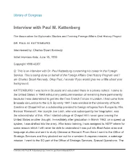 Interview with Paul M. Kattenberg