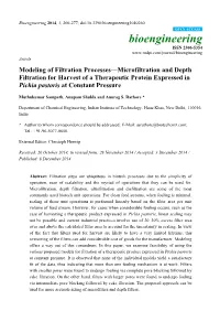 Modeling of Filtration Processes—Microfiltration and Depth Filtration for Harvest of a Therapeutic Protein Expressed in Pichia Pastoris at Constant Pressure