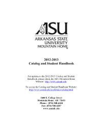 2012-2013 Catalog and Student Handbook