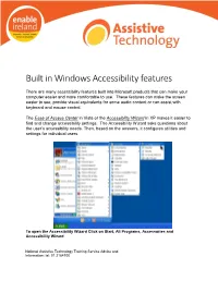 Build in Windows Accessibility Features