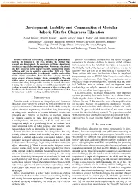 Development, Usability and Communities of Modular Robotic Kits for Classroom Education