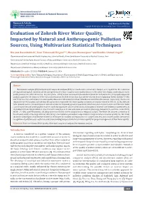 Evaluation of Zohreh River Water Quality, Impacted by Natural and Anthropogenic Pollution Sources, Using Multivariate Statistical Techniques