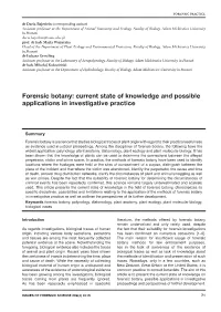 Forensic Botany: Current State of Knowledge and Possible Applications in Investigative Practice