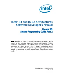 Intel(R) 64 and IA32 Architectures Software Developer's Manual Vol 3B