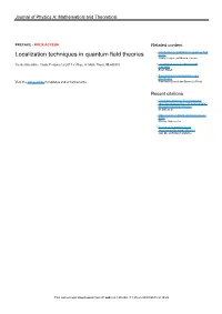 Localization Techniques in Quantum Field Theories Theory Vasily Pestun and Maxim Zabzine