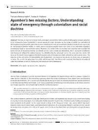 Agamben's Two Missing Factors; Understanding State of Emergency