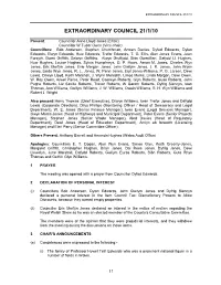 Extraordinary Council 21/1/10